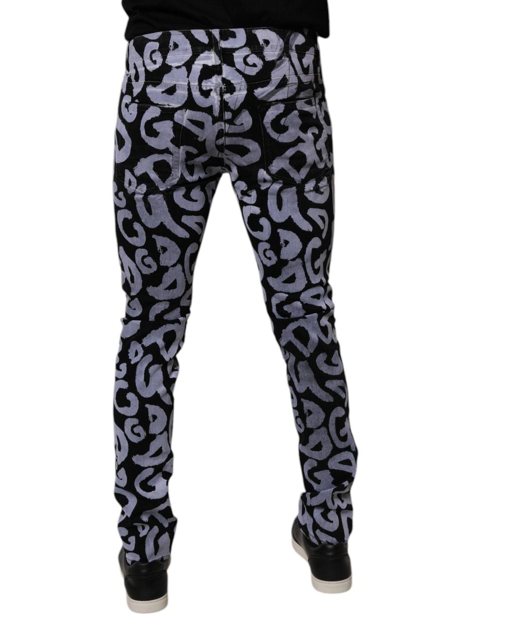 Dolce & Gabbana Black Skinny Graffiti Print Jeans for men