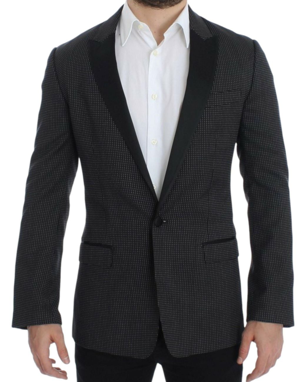 Dolce & Gabbana Blue Dolce Gabbana Black Wool Slim Martini Blazer for men