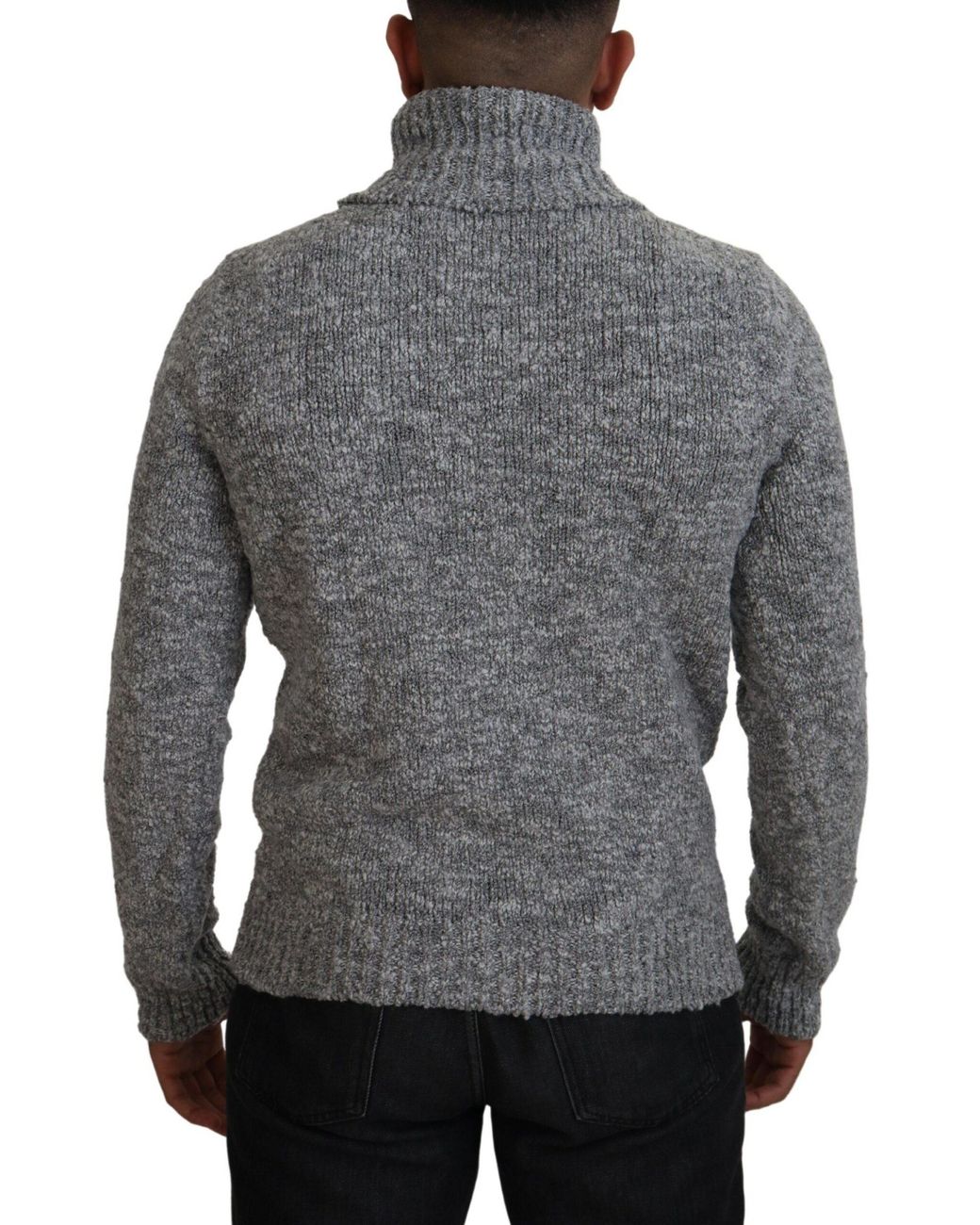 Dolce & Gabbana Gray Wool Knit Turtleneck Pullover Sweater for men