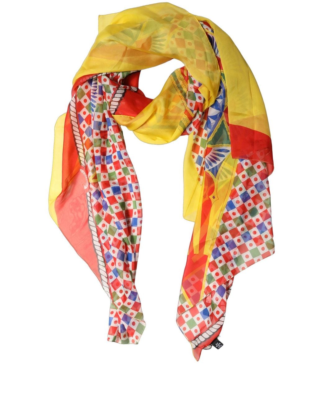 Dolce & Gabbana Gray Silk Carretto Shawl Stole Scarf