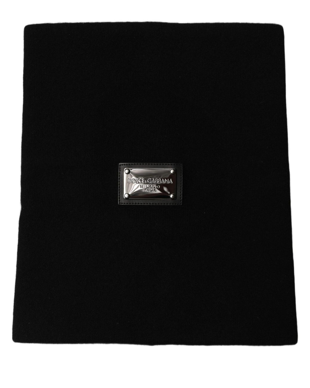 Dolce & Gabbana Black Cashmere Logo Plaque Neck Warmer Scarf for men