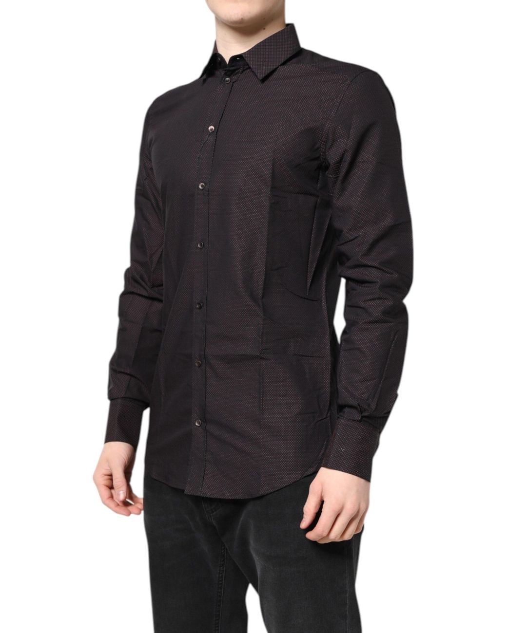 Dolce & Gabbana Black Jacquard Cotton Dress Shirt for men