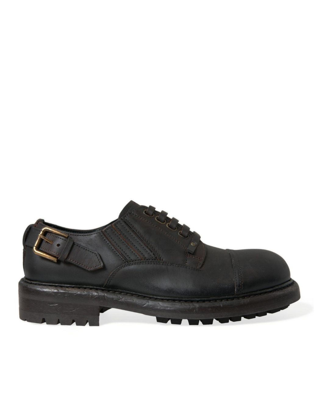 Dolce & Gabbana Black Leather Lace Up Derby Dress Shoes for men