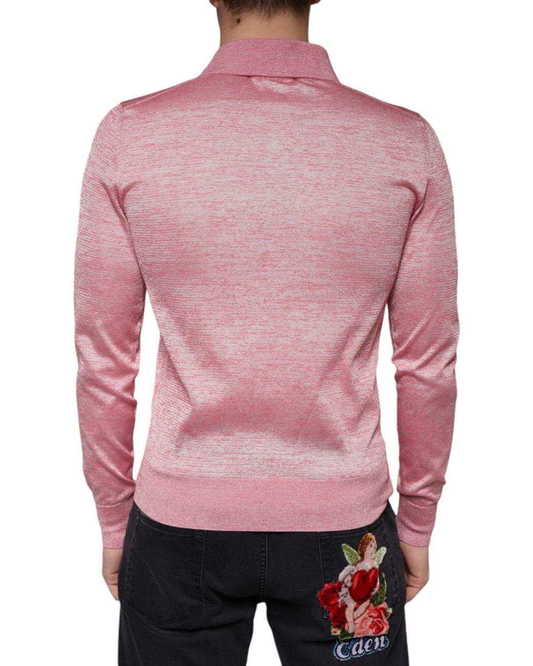 Dolce & Gabbana Pink Polyester Long Sleeve Polo T-Shirt for men