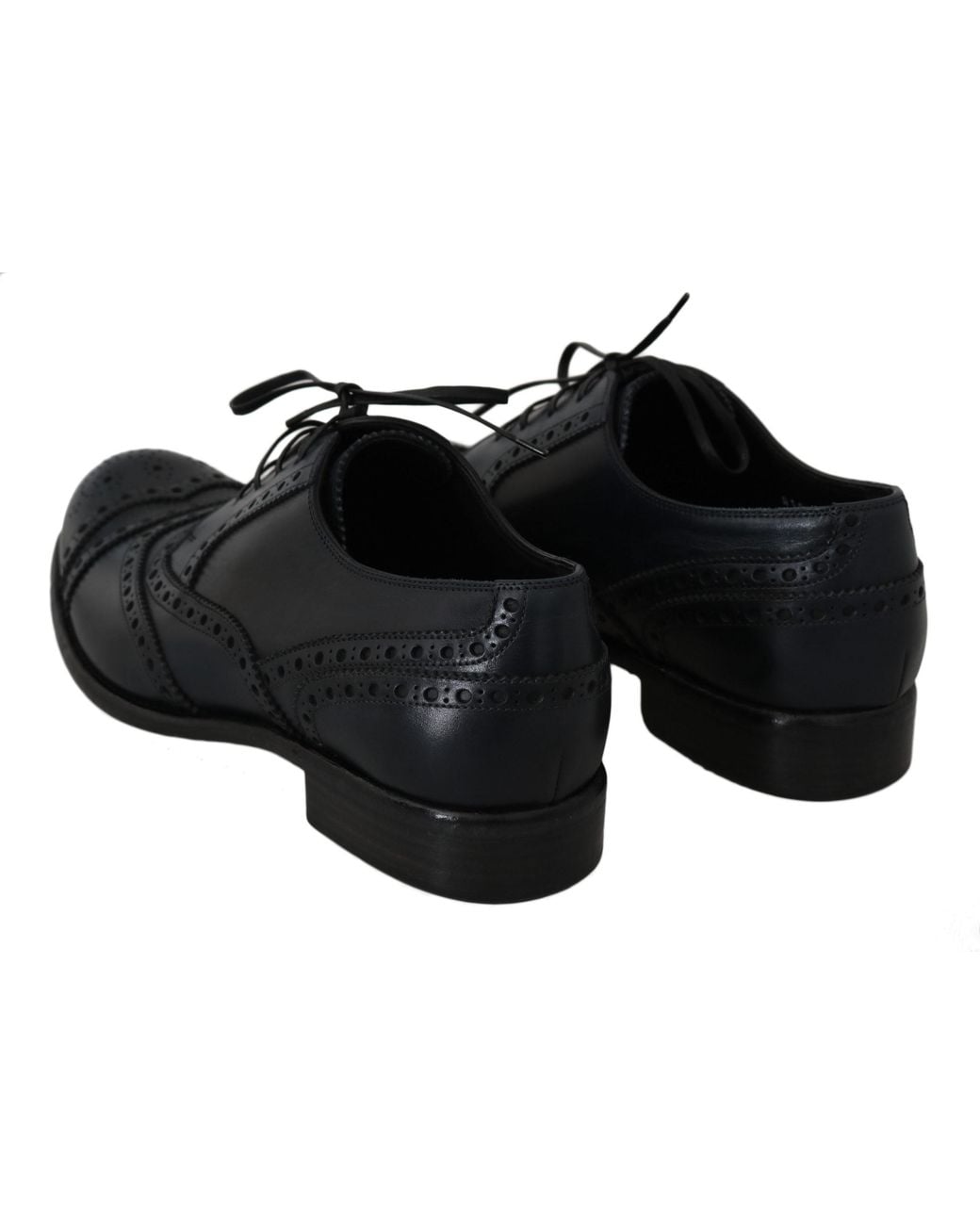 Dolce & Gabbana Black Dark Leather Wingtip Oxford Dress Shoes for men