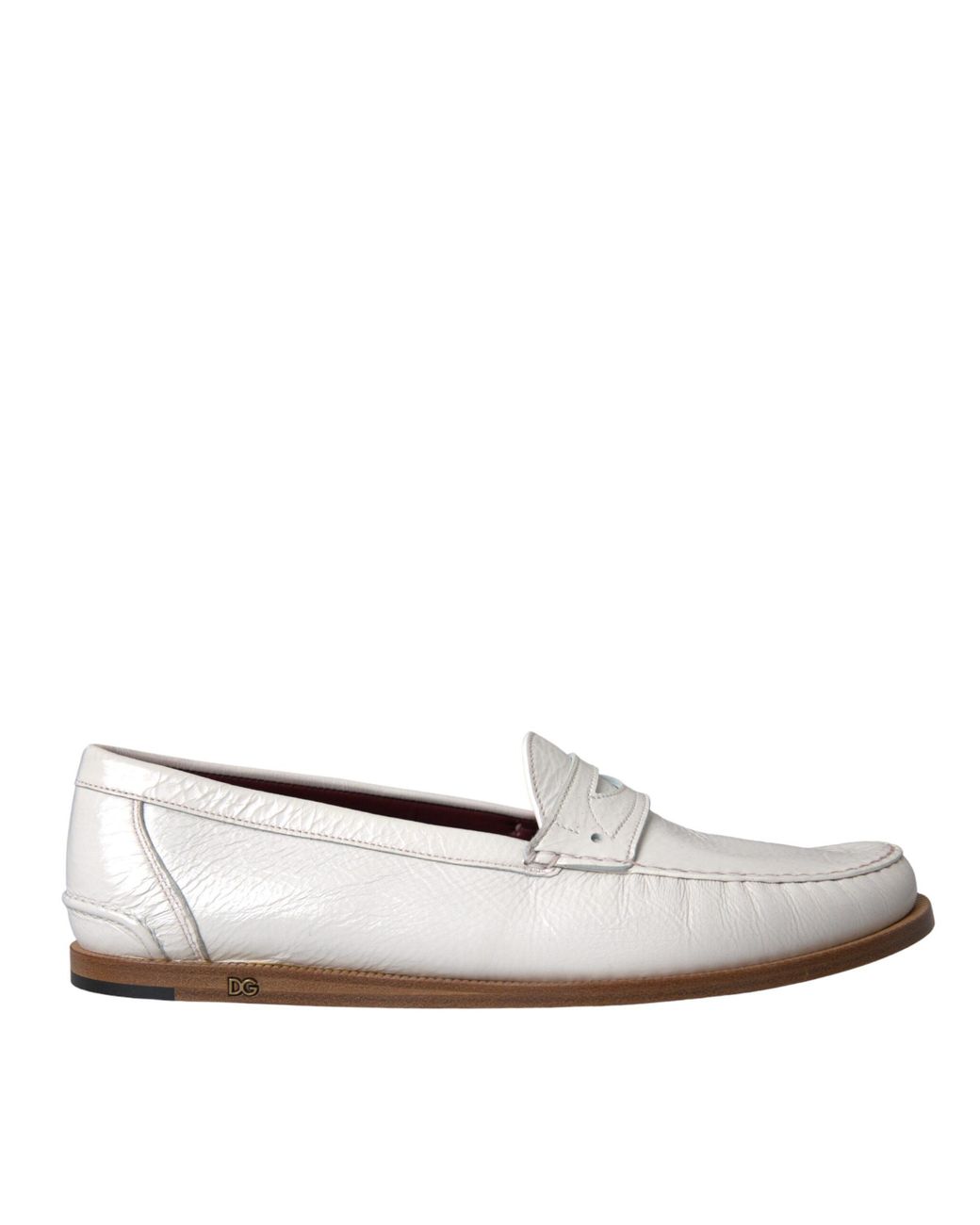 Dolce & Gabbana White Dolce & Gabbana Leather Slip-On Moccasin Loafer for men
