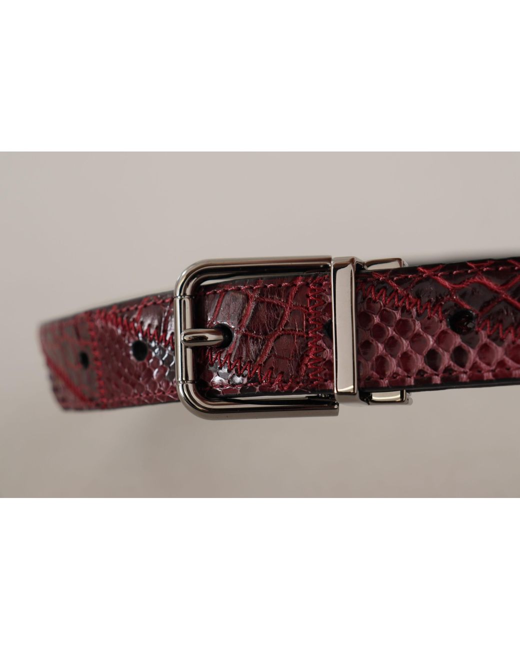 Dolce & Gabbana Black Exotic Leather Metal Logo Buckle Belt Python Skin