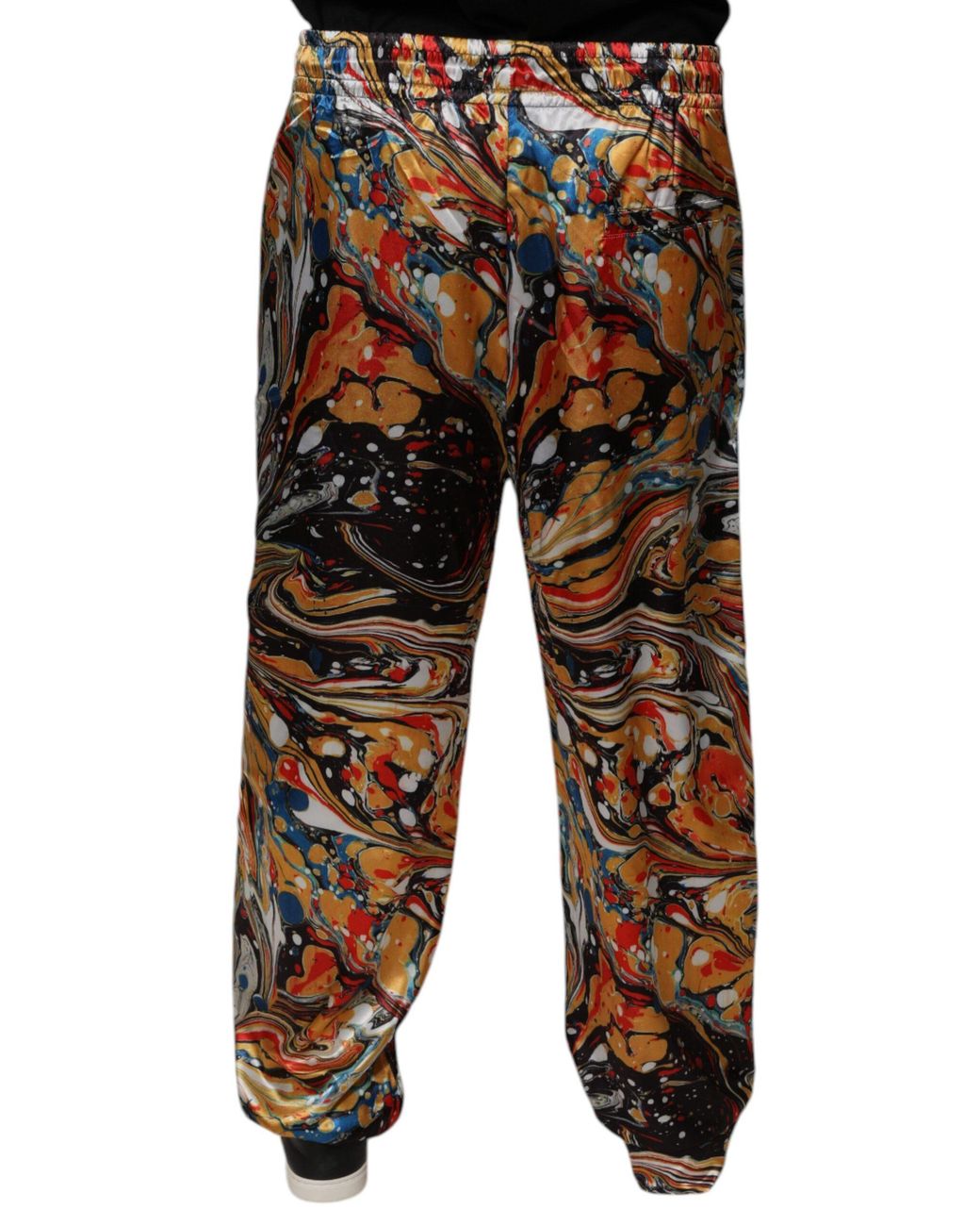 Dolce & Gabbana Black Marble Satin Tracksuit Pants for men