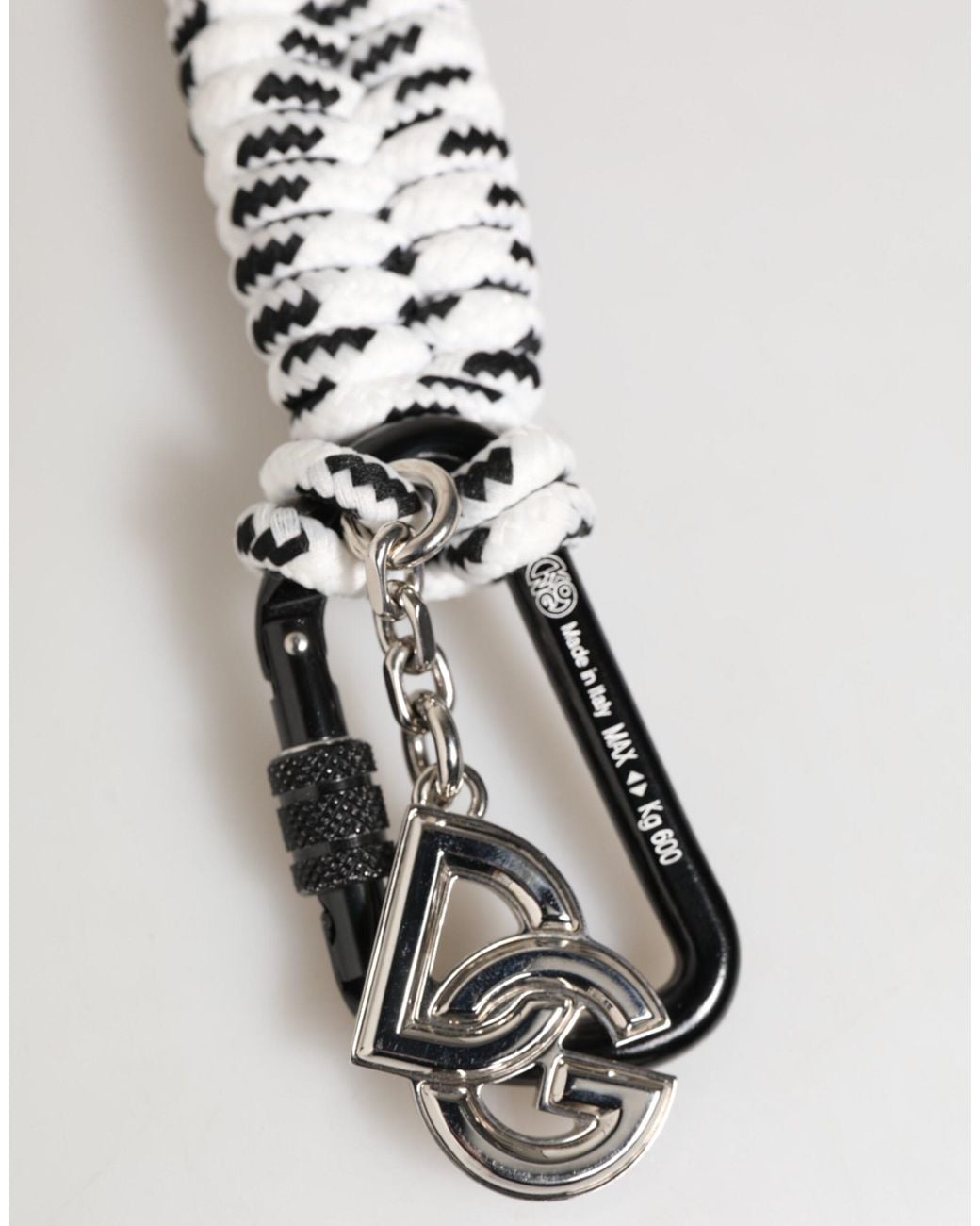 Dolce & Gabbana White Tape String Dg Logo Keychain Keyring for men