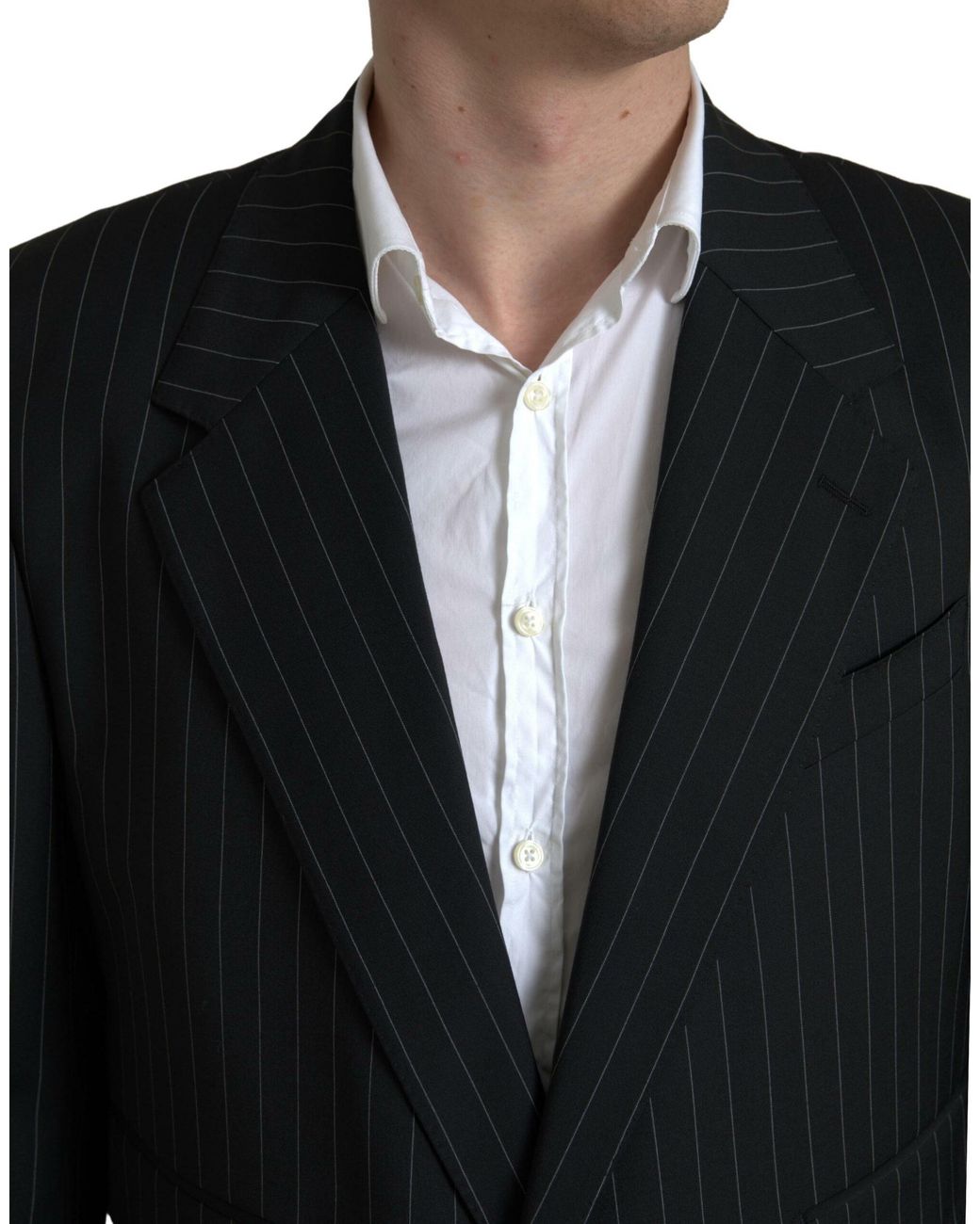 Dolce & Gabbana Blue Stripe Single Breasted Sicilia Blazer for men