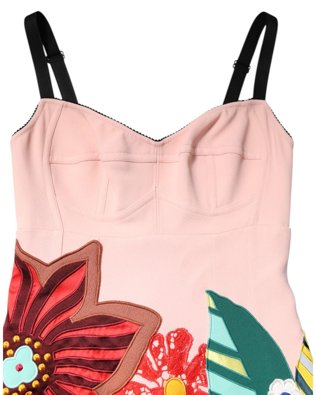 Dolce & Gabbana White Floral Appliqu Aline Dress