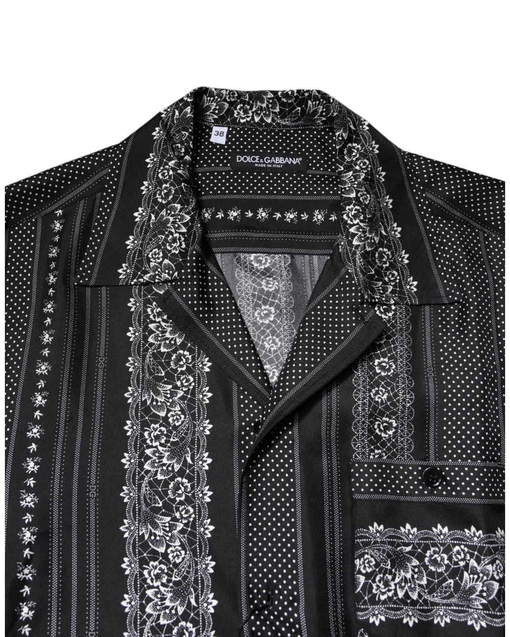 Dolce & Gabbana Black Silk Floral Print Short Sleeves Shirt for men