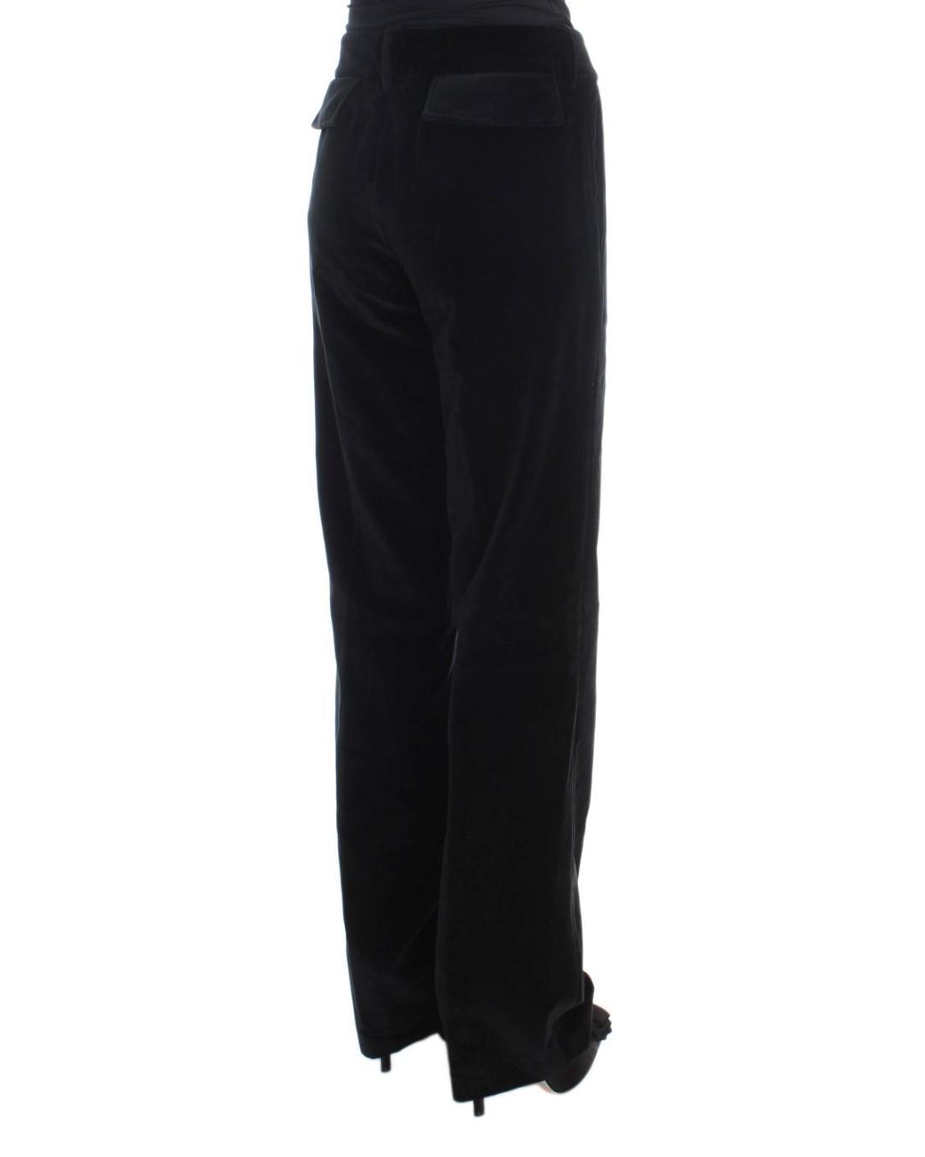 Ermanno Scervino Black Velvet Cotton Straight Legs Pants