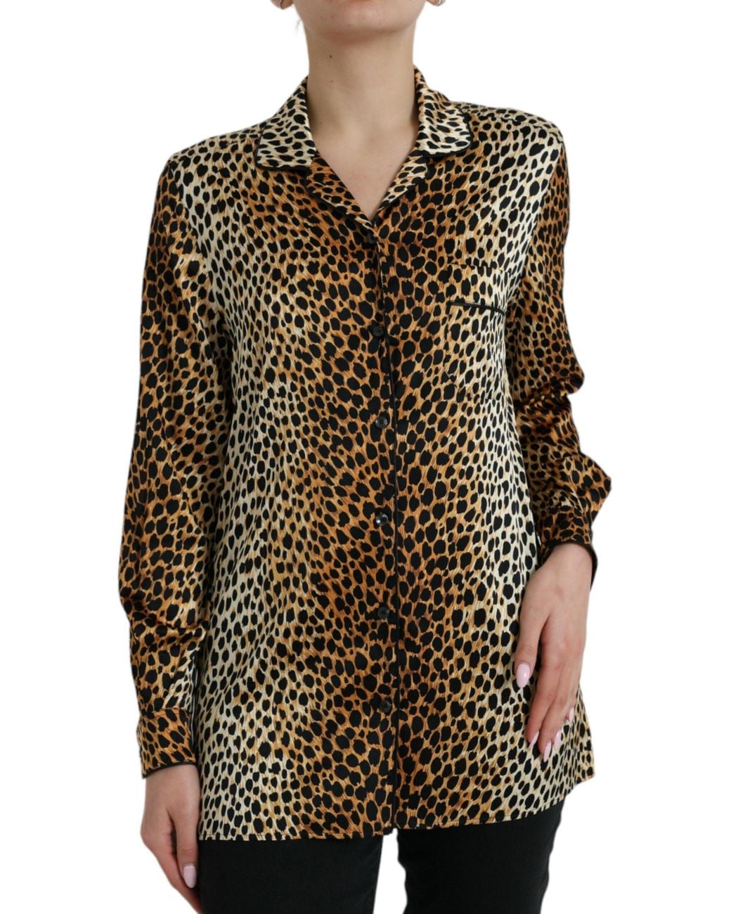 Dolce & Gabbana Multicolor Elegant Animal Print Silk Blouse