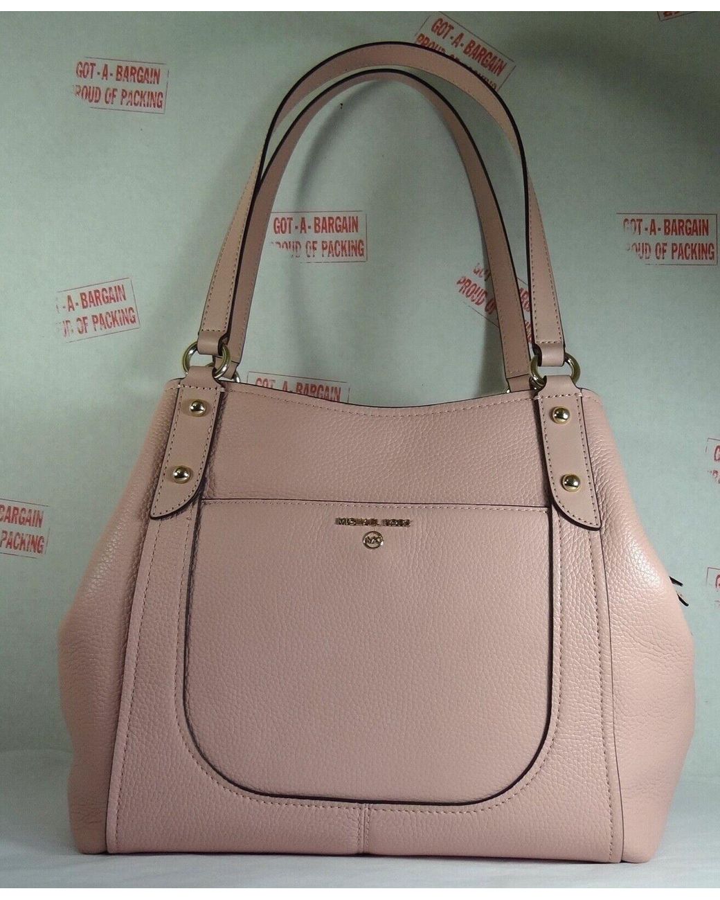 Michael Kors Molly Smokey Rose Pink Pebble Leather Large Shoulder Tote Bag  in Green | Lyst UK