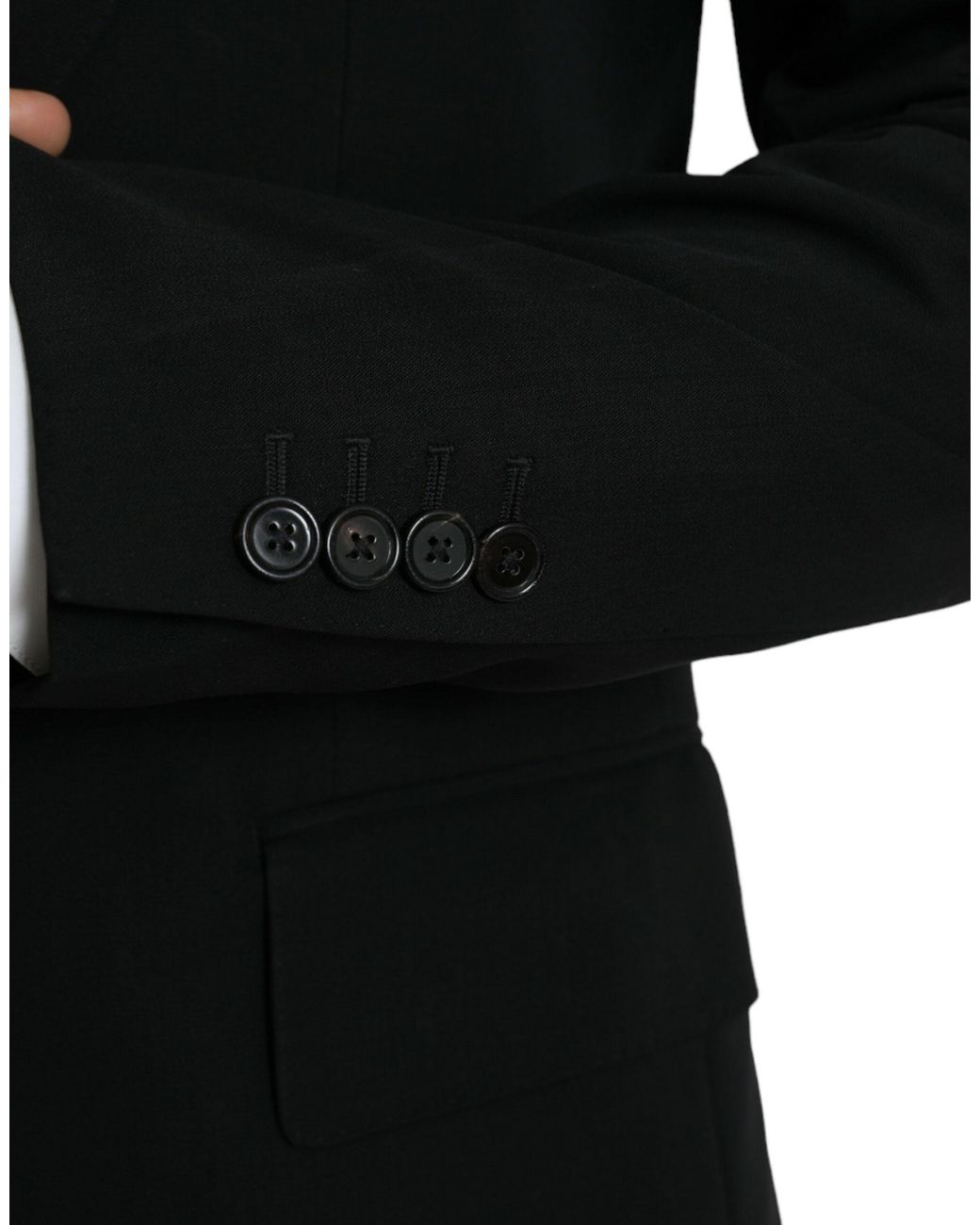 Dolce & Gabbana Black Wool Peak Single Breasted Coat Blazer for men