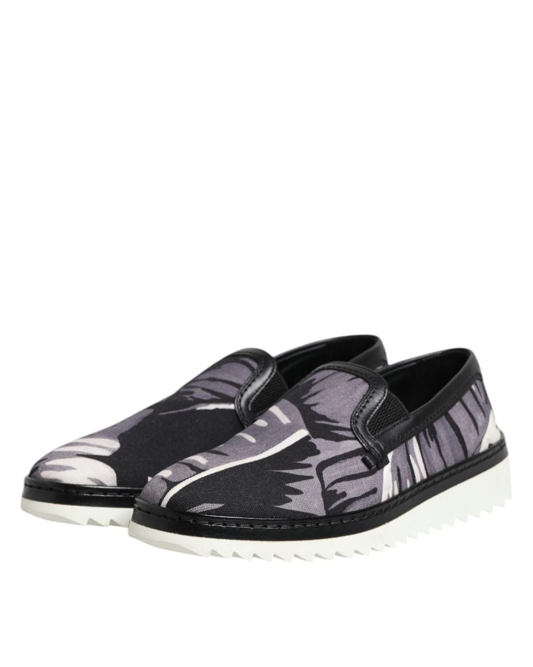 Dolce & Gabbana Black Tropical Slip On Sneakers Shoes for men