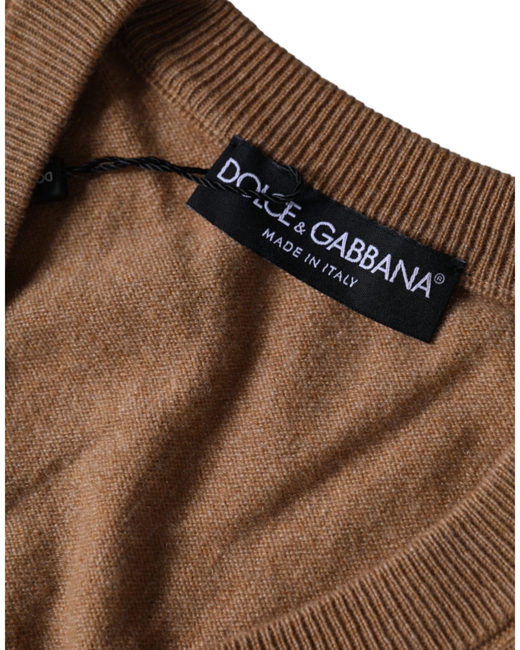 Dolce & Gabbana Brown Cashmere Knit V-Neck Pullover Sweater (Pre-Owned) for men