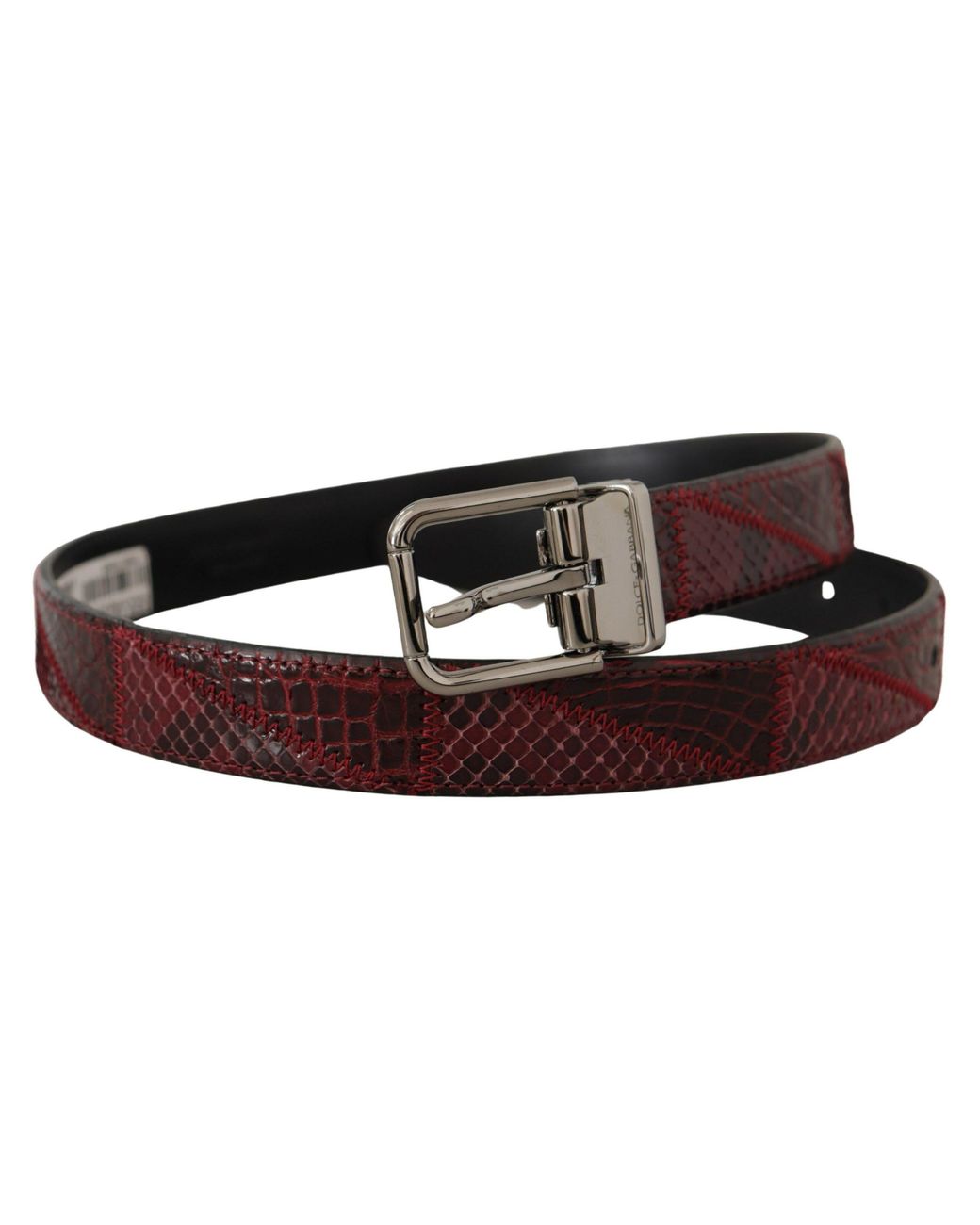 Dolce & Gabbana Black Exotic Leather Metal Logo Buckle Belt Python Skin