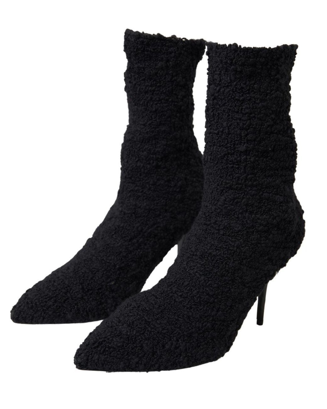 Dolce & Gabbana Black Elegant Virgin Wool Mid Calf Boots
