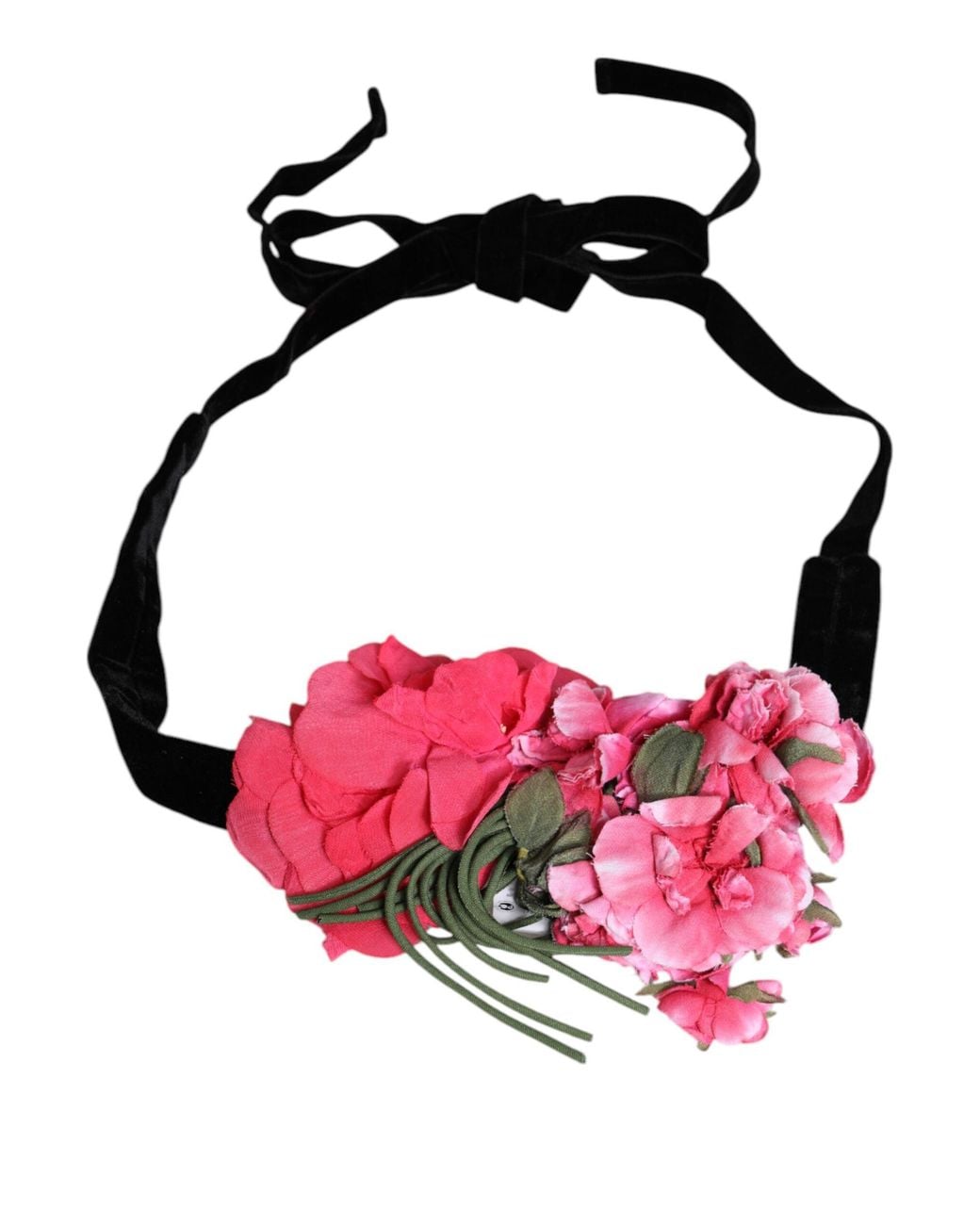 Dolce & Gabbana Pink Floral Applique Detail Tie Belt Nylon