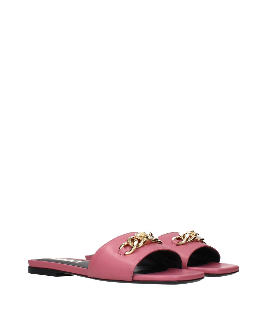 Versace Pink Leather Slippers