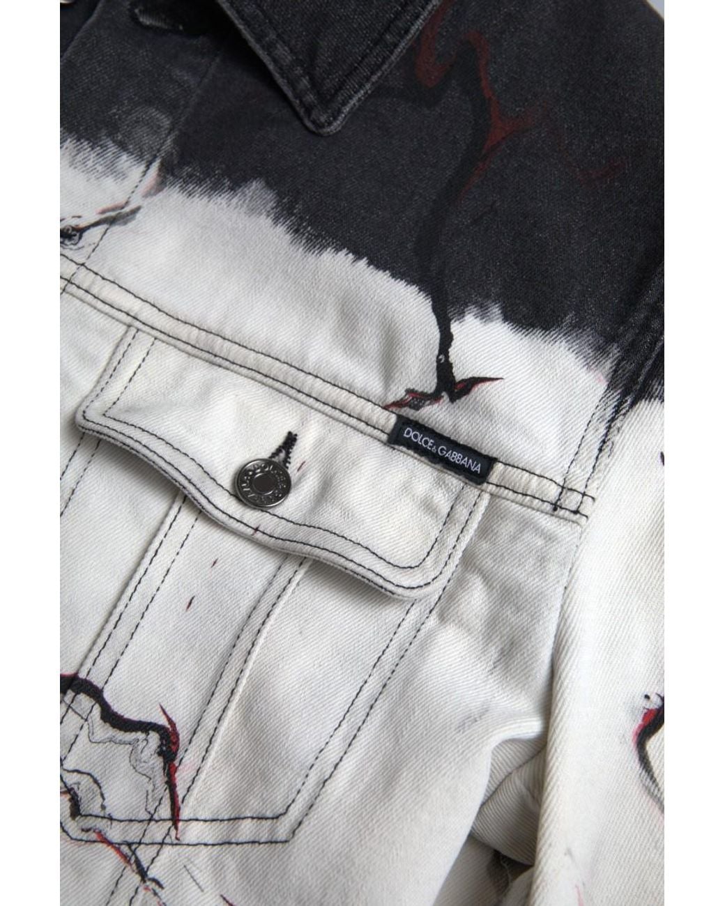 Dolce & Gabbana Black Cotton Collared Denim Jacket for men