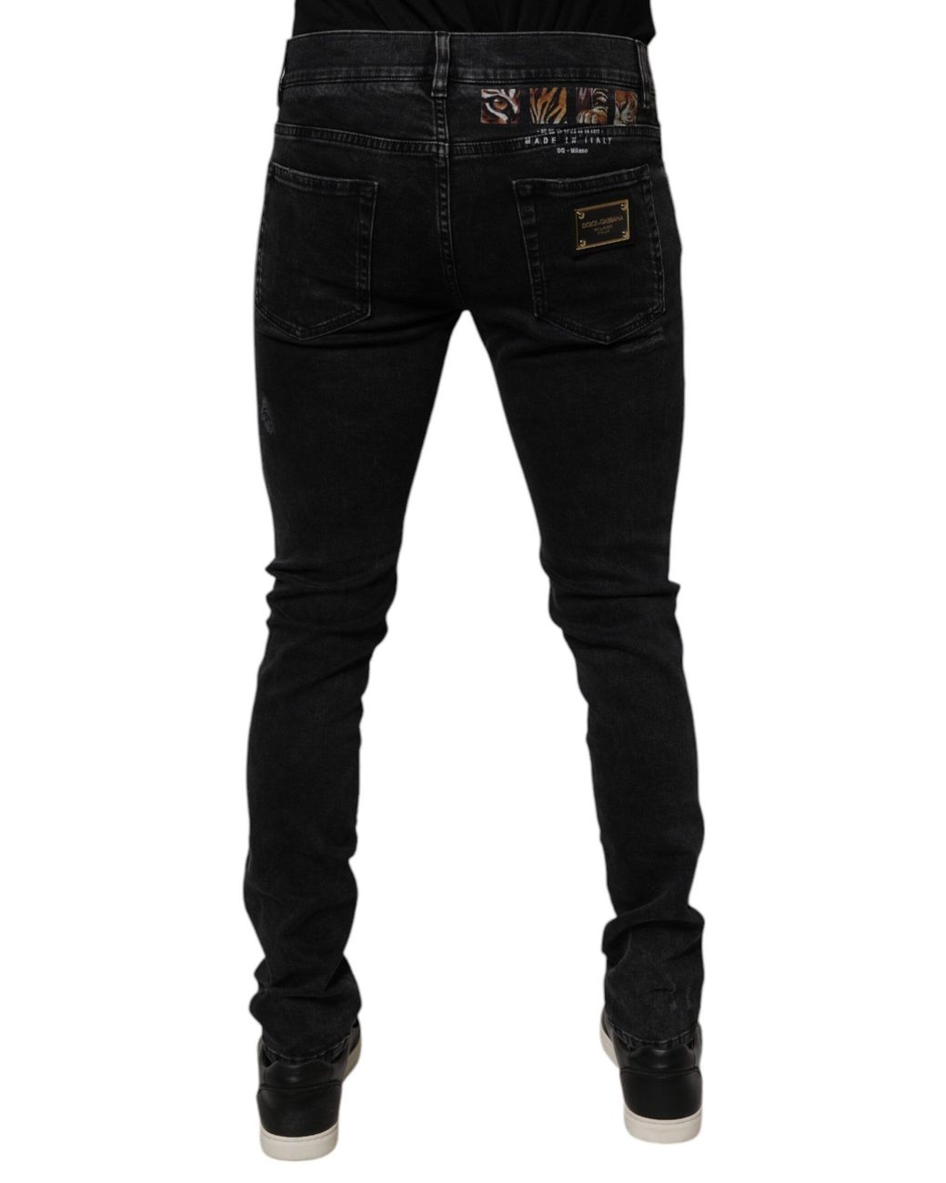 Dolce & Gabbana Black Slim Fit Distressed Jeans for men