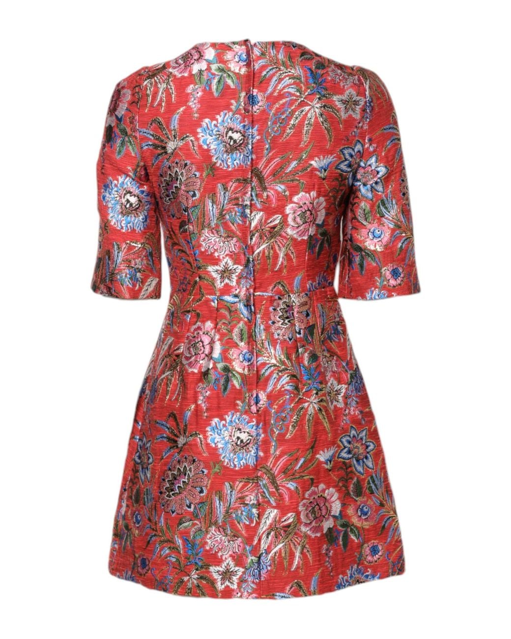 Dolce & Gabbana Red Floral Jacquard A-Line Mini Dress
