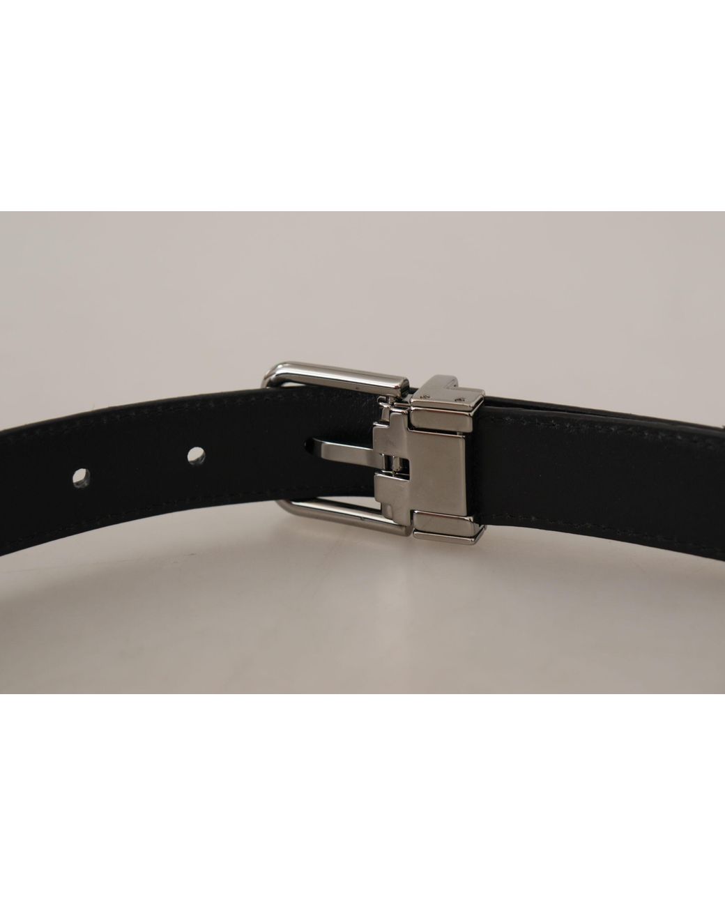 Dolce & Gabbana Black Exotic Leather Metal Logo Buckle Belt Python Skin