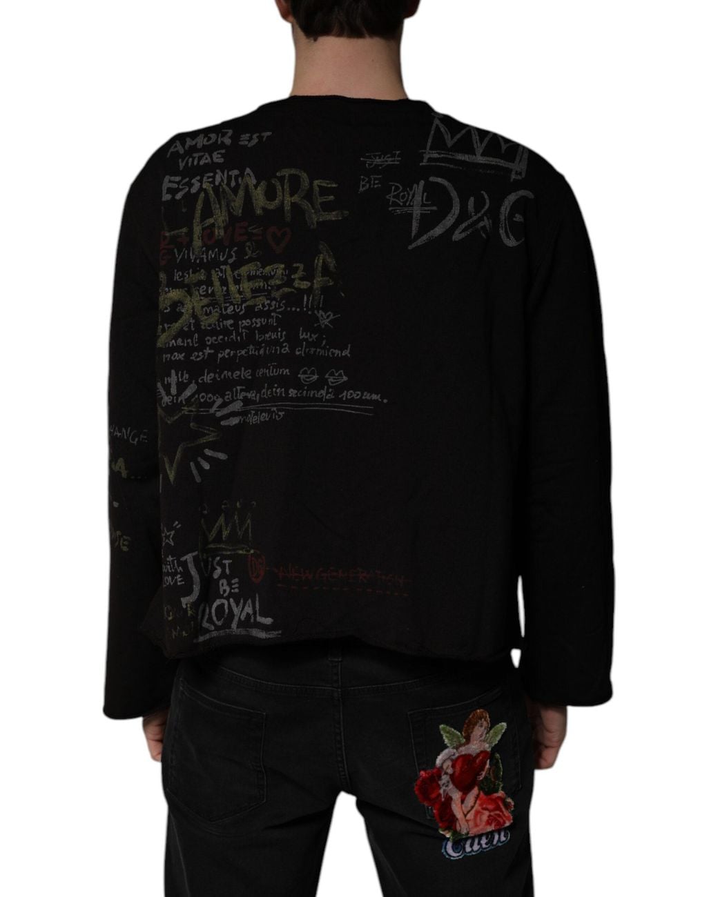Dolce & Gabbana Black Graphic Sweatshirt Long Sleeve for men