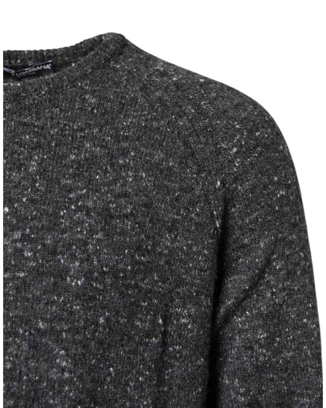 Dolce & Gabbana Gray Wool Knitted Round Neck Pullover Sweater for men