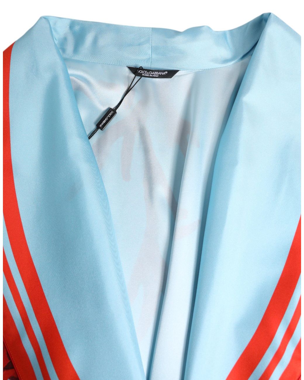 Dolce & Gabbana Red Coral Print Wrap Robe Coat Jacket for men