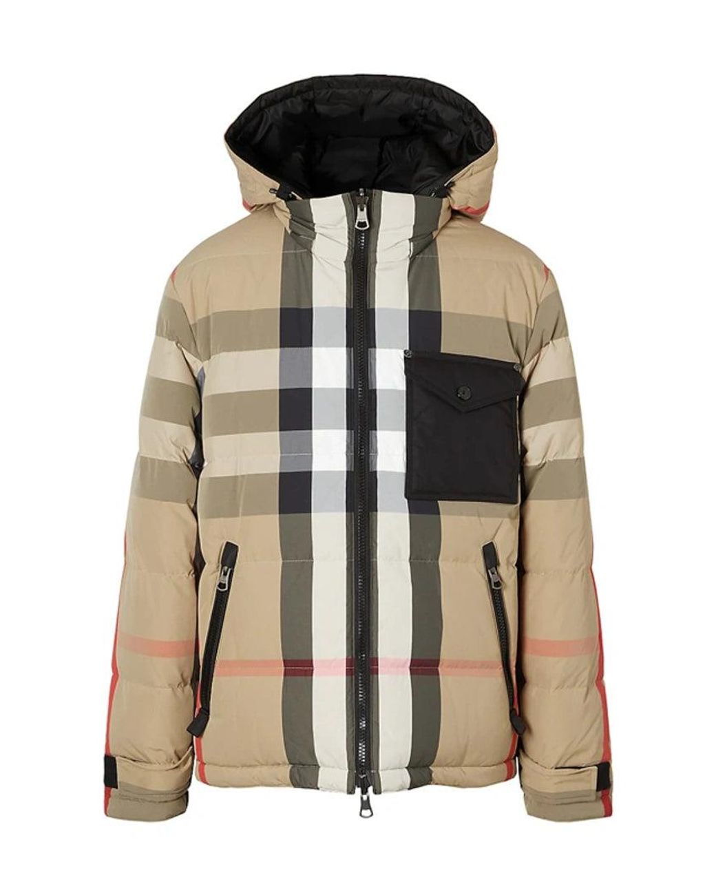 burberry men's rutland check reversible down jacket size xl