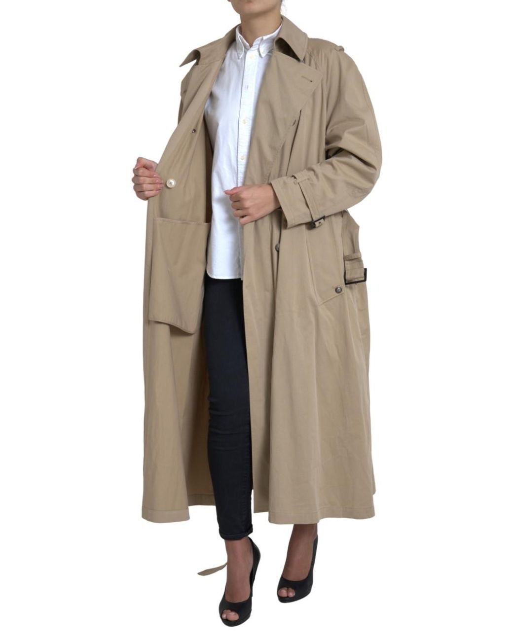 Dolce & Gabbana Natural Khaki Double Breasted Trench Coat Jacket