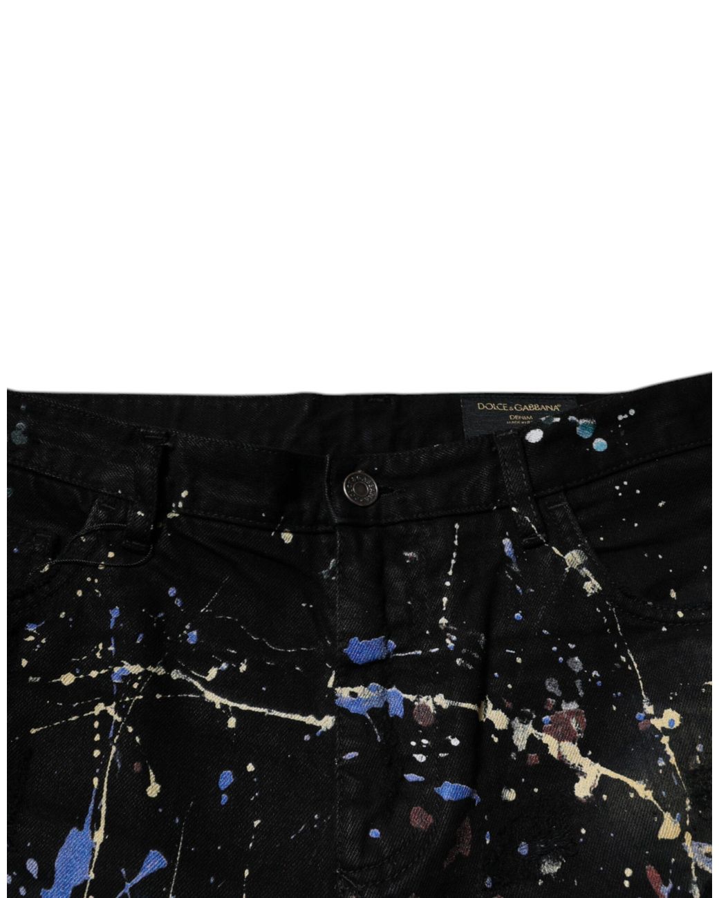 Dolce & Gabbana Black Color Splash Cotton Skinny Denim Jeans for men