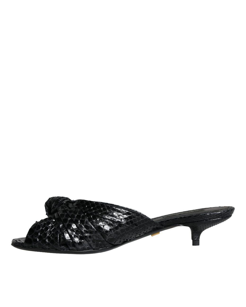 Dolce & Gabbana Black Leather Heels Slides Sandals Shoes