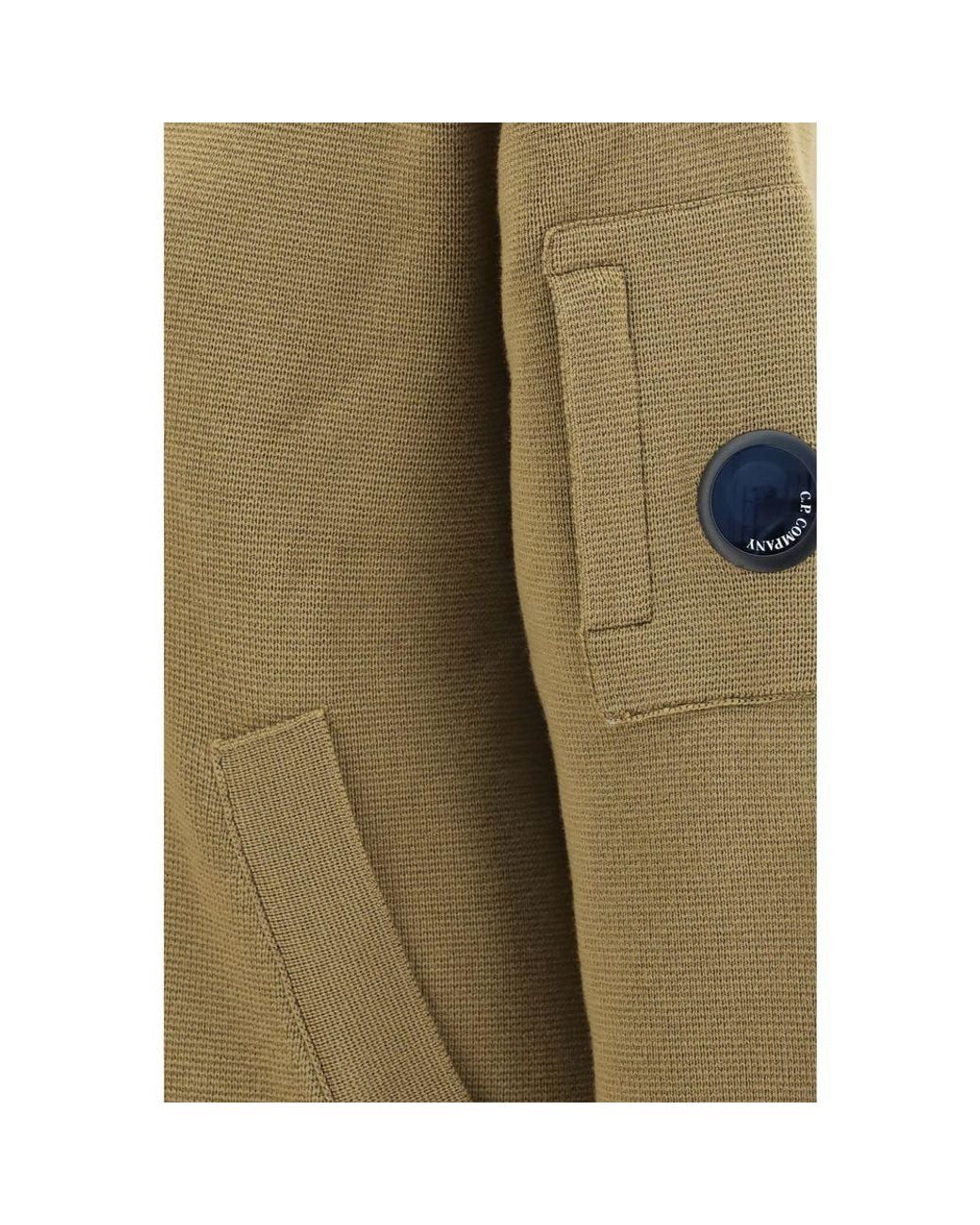 C P Company Green Beige Wool Oves Aries Cardigan for men