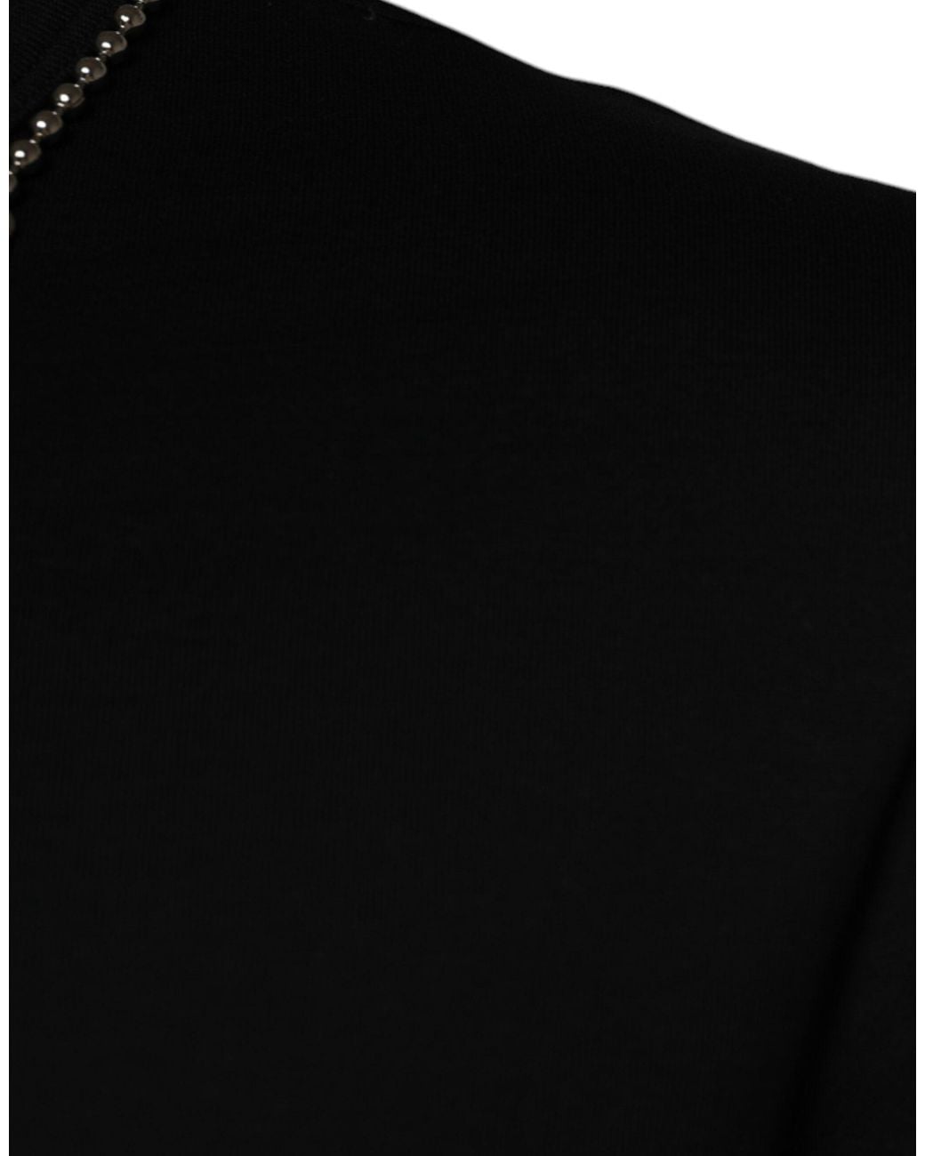 Dolce & Gabbana Black Cotton Necklace Embellished T-Shirt for men