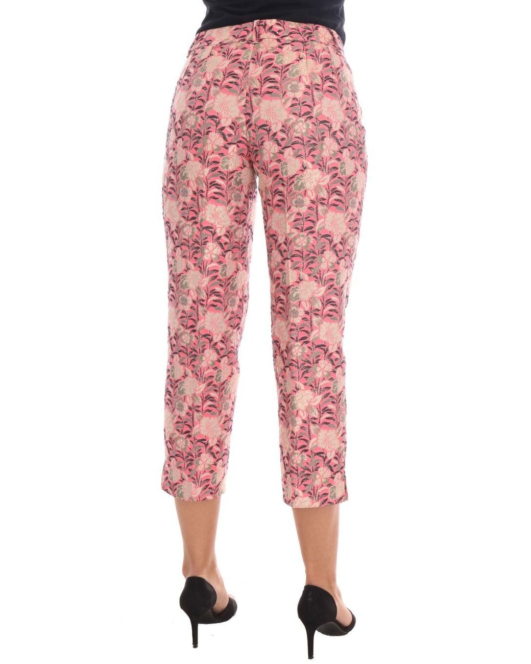 Dolce & Gabbana Red Dolce & Gabbana Floral Brocade Capri Pants