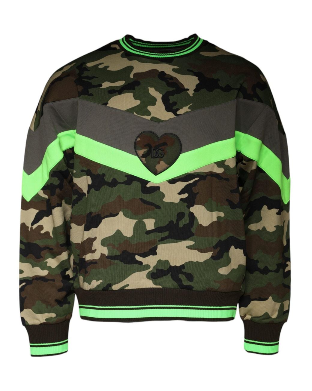 Dolce & Gabbana Green Camouflage Sweatshirt Sweater for men