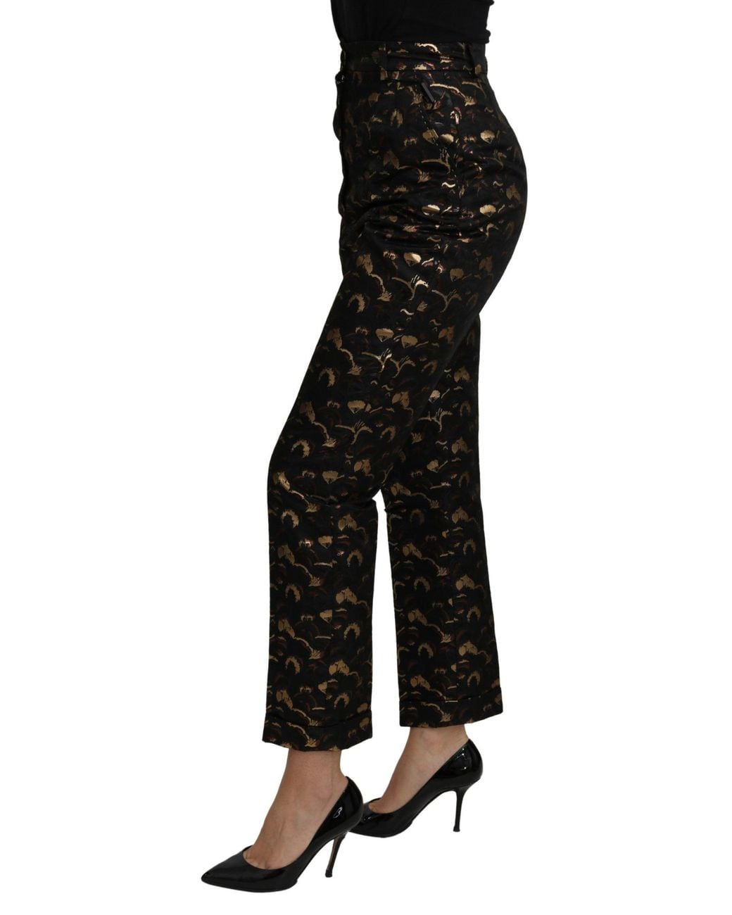 Dolce & Gabbana Black Gold Brocade High Waist Pants