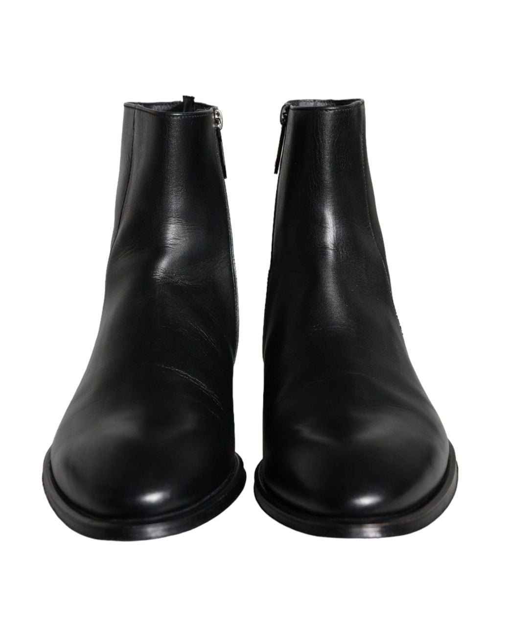 Dolce & Gabbana Black Calf Leather Ankle Boots Shoes for men