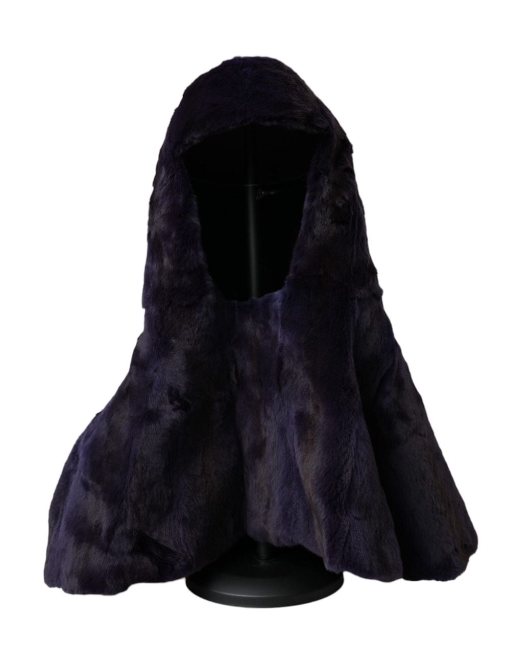 Dolce & Gabbana Blue Black Weasel Fur Whole Head Wrap Hat