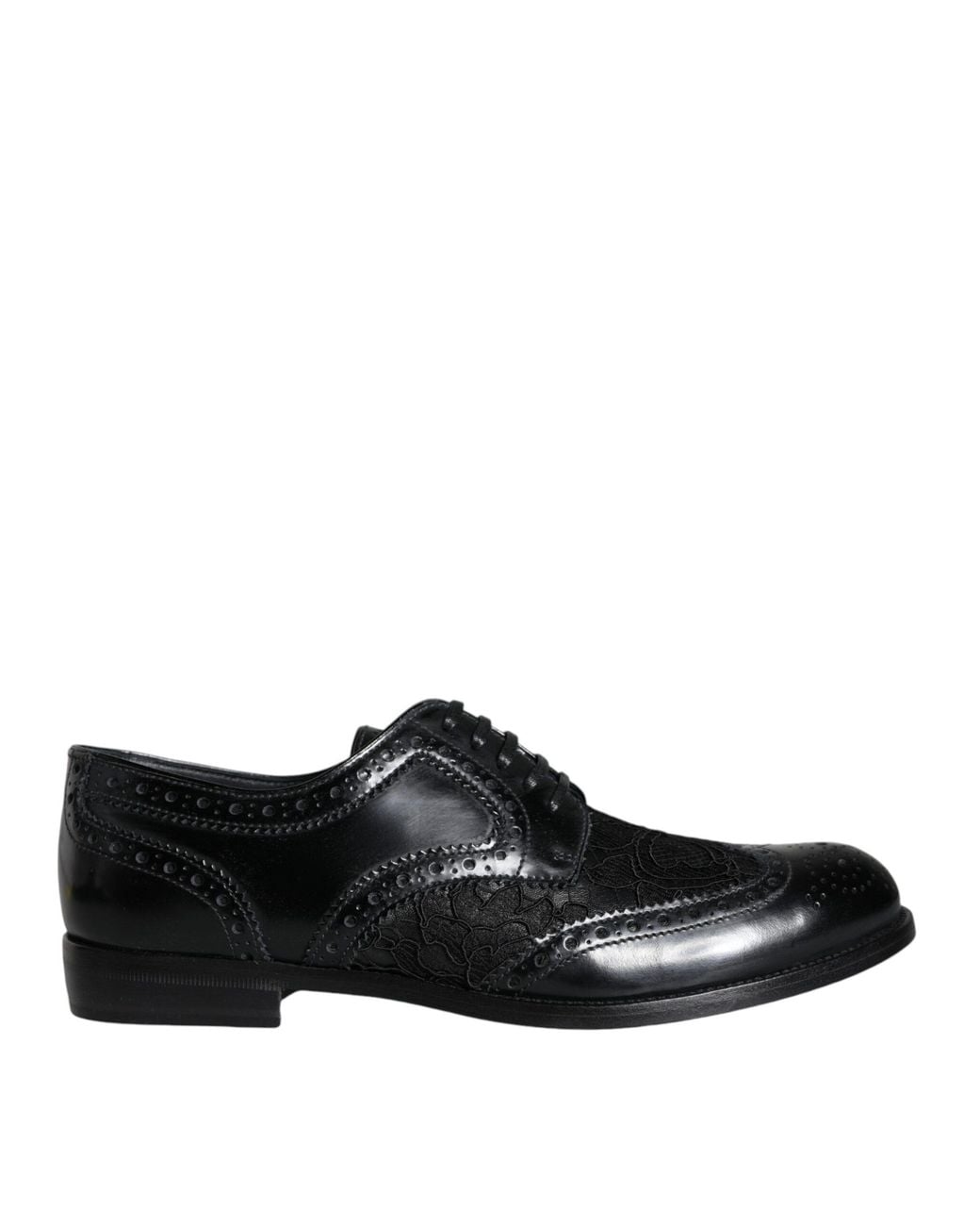 Dolce & Gabbana Black Leather Floral Lace Dress Formal Shoes