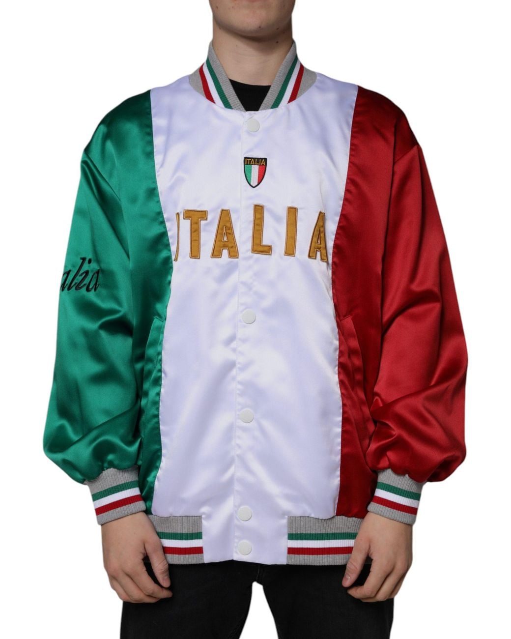 Dolce & Gabbana Red Italia Button Down Bomber Jacket for men