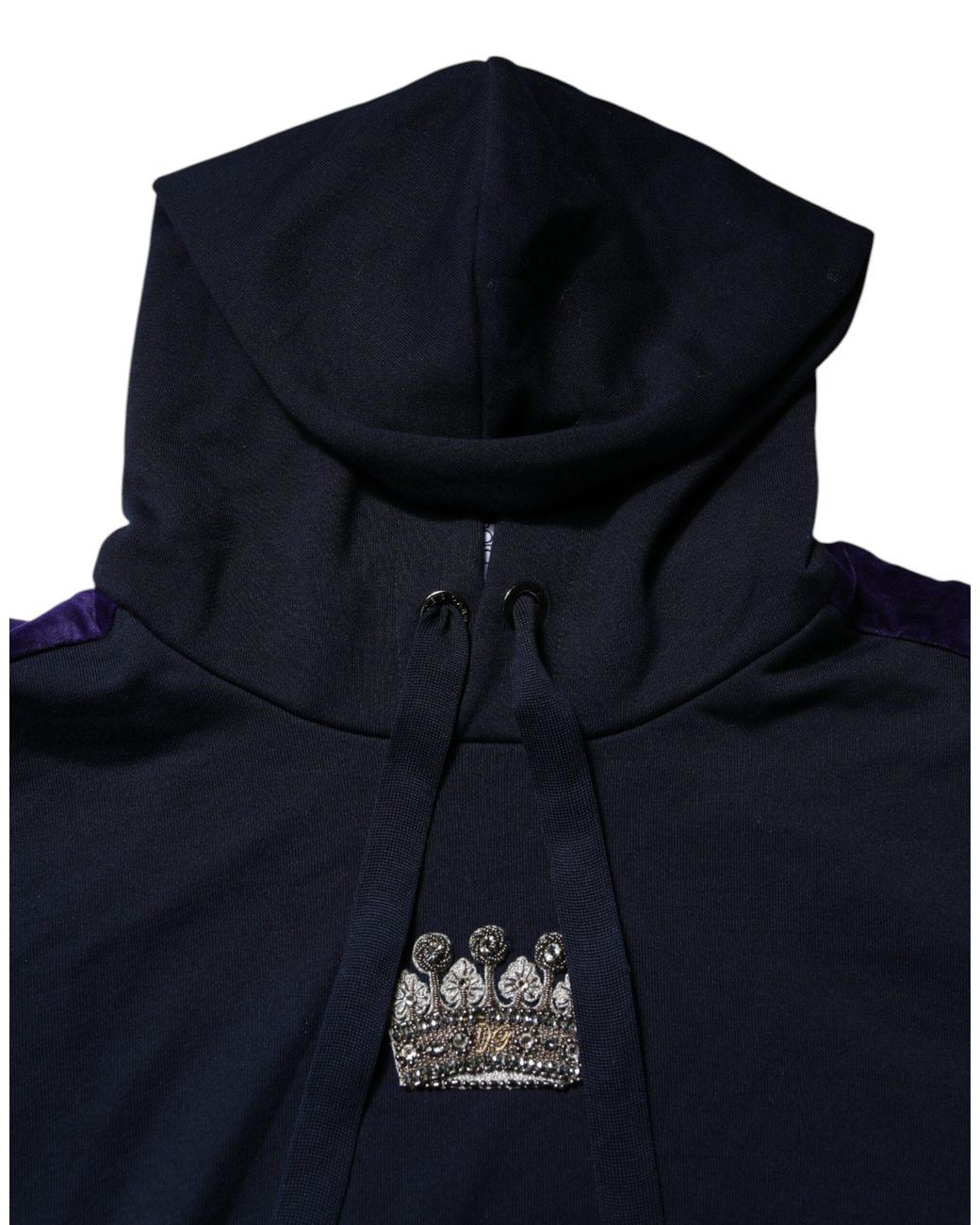 Dolce & Gabbana Blue Crown Cotton Hooded Sweatshirt Sweater for men
