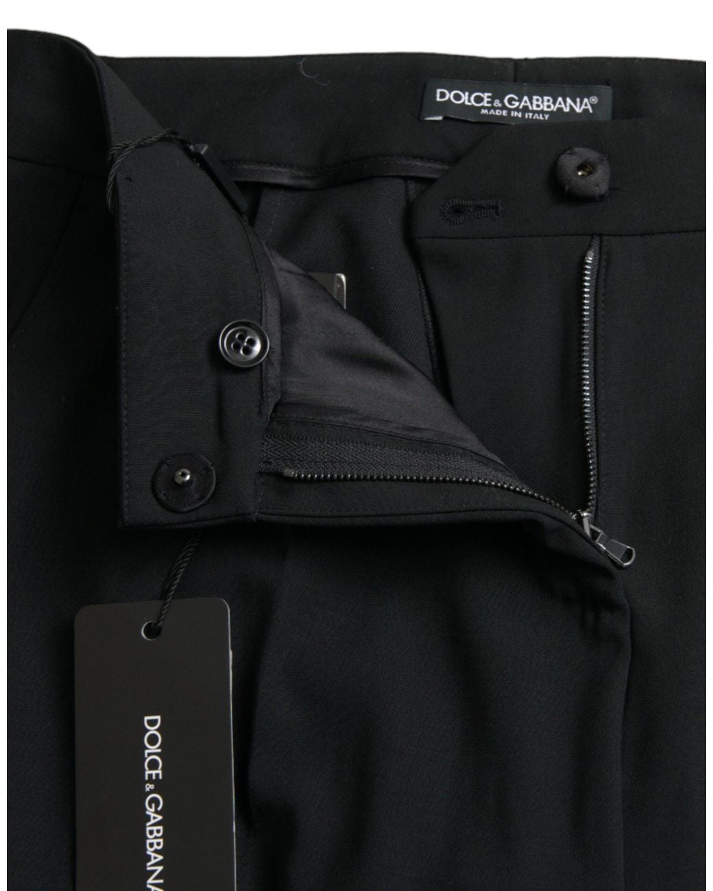 Dolce & Gabbana Black Elegant Tapered Wool Trousers