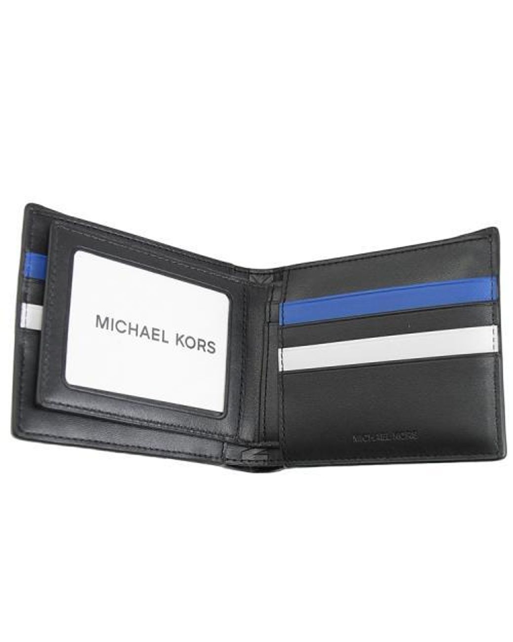 Michael Kors Canvas Cooper Stripe Mk Signature Billfold W Passcase Wallet  in Blue for Men | Lyst