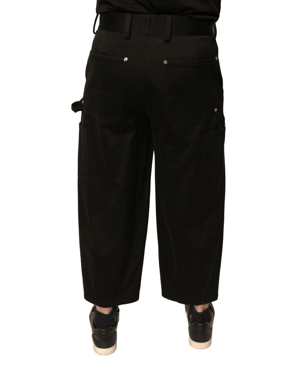 Dolce & Gabbana Black Cotton Mid Waist Cropped Pants for men